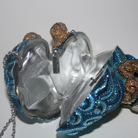 NIB Judith Leiber Foo Dog Blue Bag Clutch - Picture 6 of 8